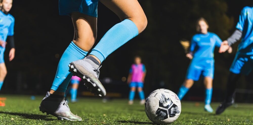 Girls playing soccer