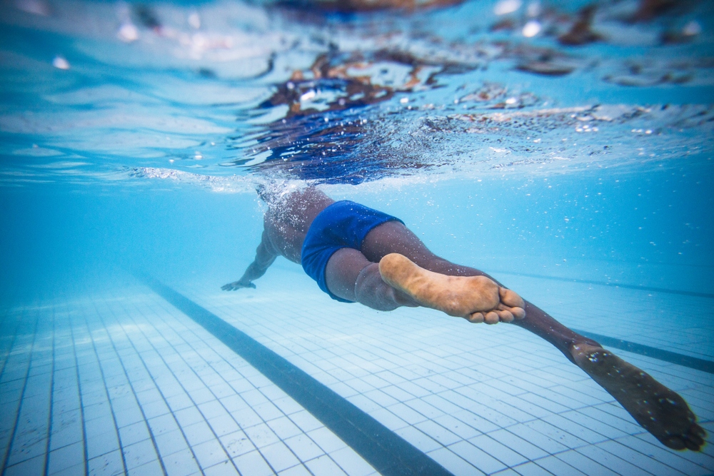Male swimmer underwater