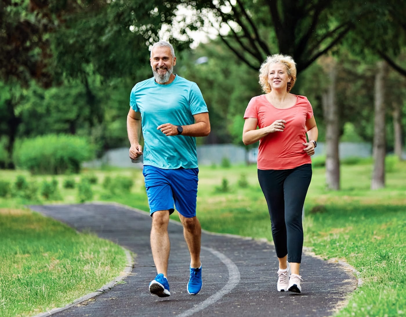 Couple running on trail